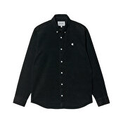 Carhartt WIP L/S Madison Fine Cord Shirt, Black/White