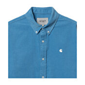 Carhartt WIP L/S Madison Fine Cord Shirt, Piscine/White