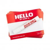 Hello My Name Is stickers, Red