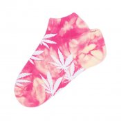 HUF Tie Dye Plantlife Ankle Sock, Yellow Pink