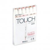 TOUCH Twin Marker Brush Set 6, Skin Tones A