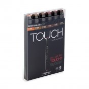TOUCH Twin Marker Set 6, Wood Colors