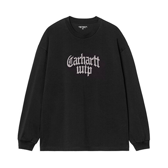 Carhartt WIP L/S Blackletter T-Shirt, Black