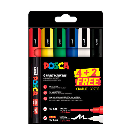Posca PC-5M 4P+PC-5BR 2P-Set