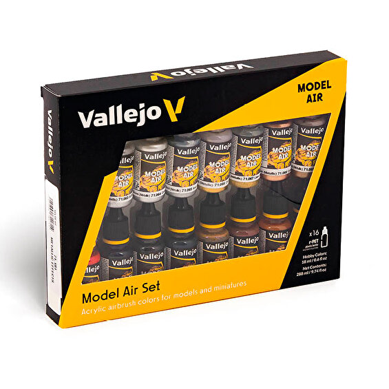 Vallejo Model Air Set Metallic Effects 16 x 17 ml