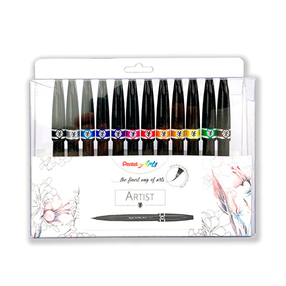 Pentel Brush Sign Artist, 12-set