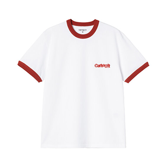 Carhartt WIP S/S Ip Ringer T-Shirt, White/Red