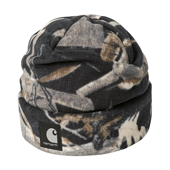 Carhartt WIP Blevin Beanie, Camo Feather Tree, Black