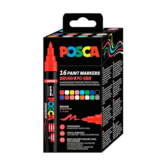 Uni Posca Brush PC-5BR, 16-Set