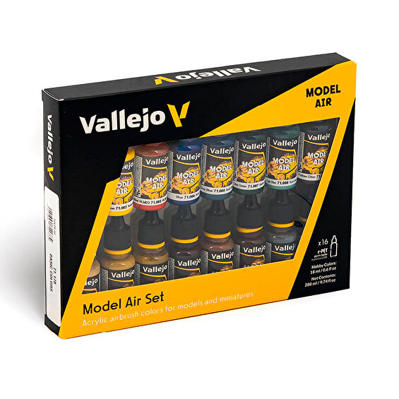 Vallejo Model Air Set Basic Colors 16 x 17 ml