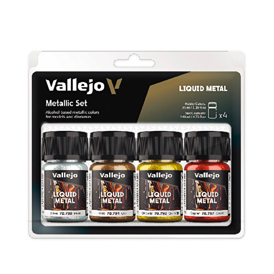 Vallejo Liquid Metal Metallic, 4-set