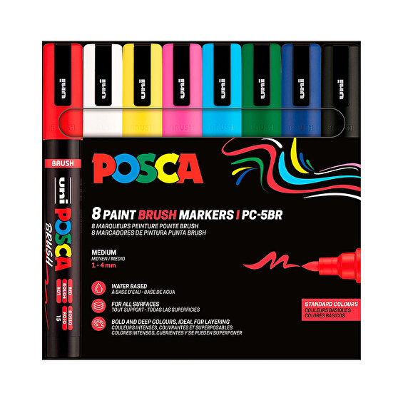 Uni Posca Brush PC-5BR, 8-Set