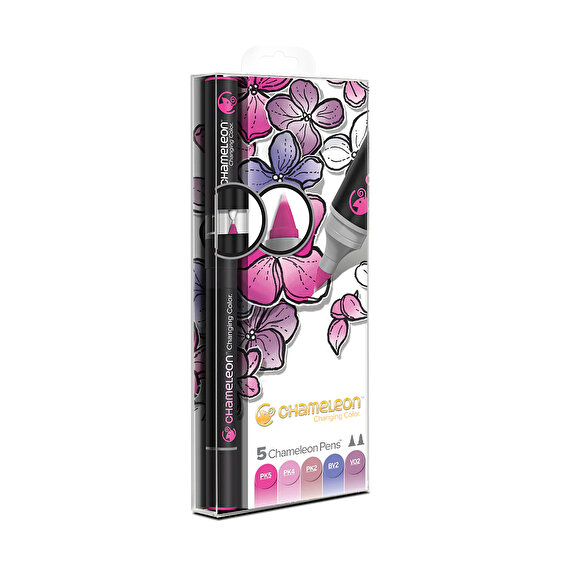 Chameleon Pack of 5 Pens Floral Tones Set
