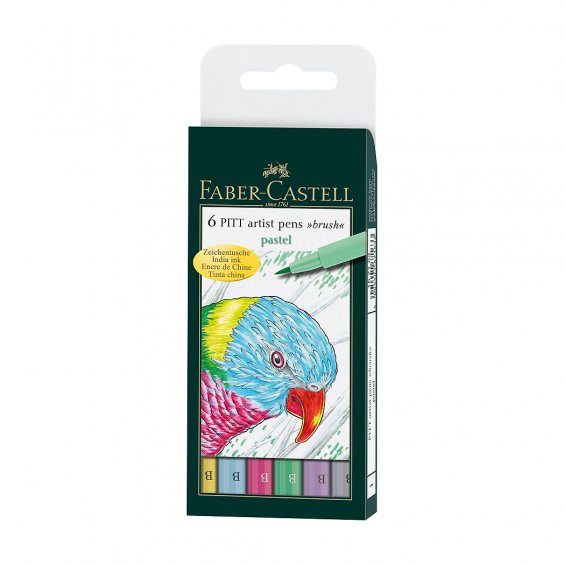 Faber-Castell PITT Artist Pen B 6 Set, Pastel Set