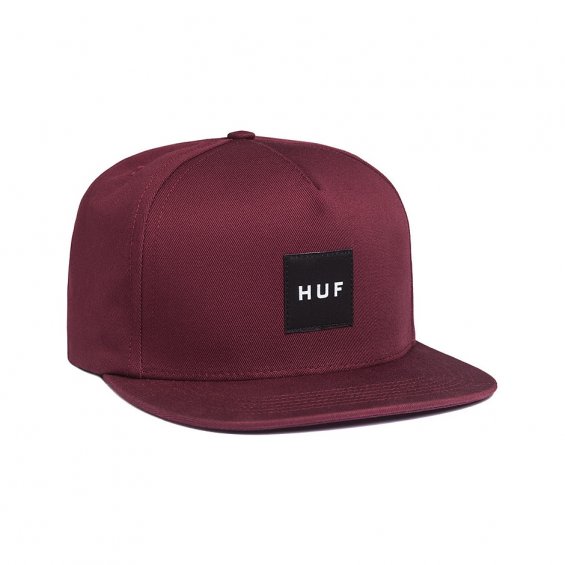 HUF Box Logo Snapback, Wine Black