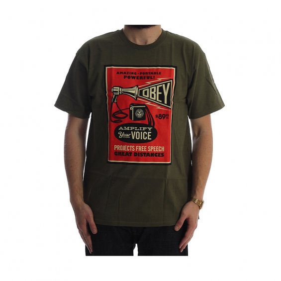 Obey Amplify Your Voice Tee, Olive