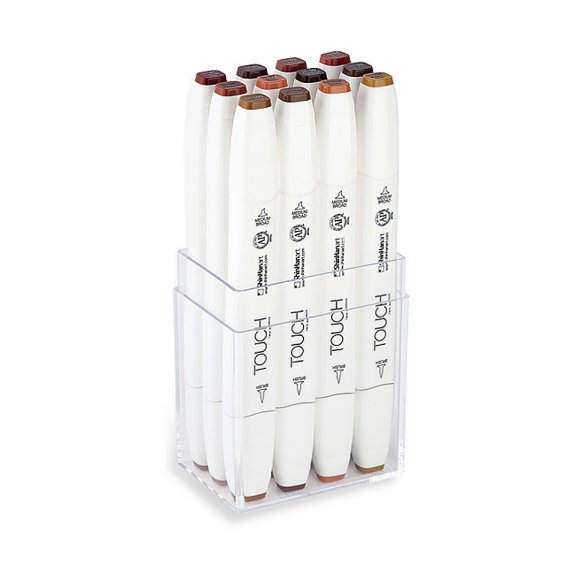 TOUCH Twin Marker Brush Set 12, Wood Colors