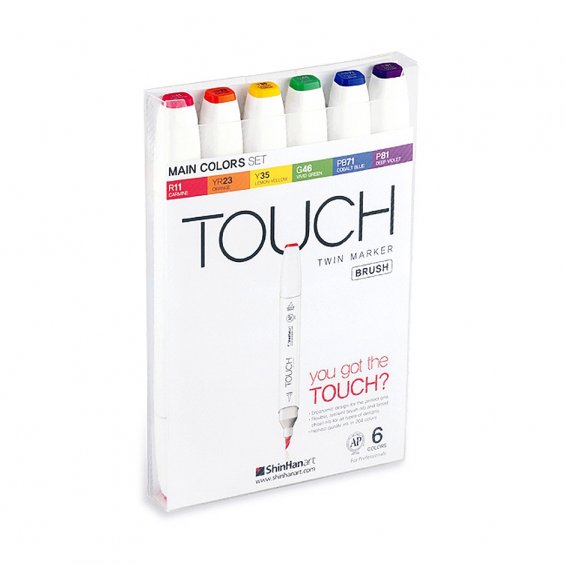 TOUCH Twin Marker Brush Set 6, Main Colors
