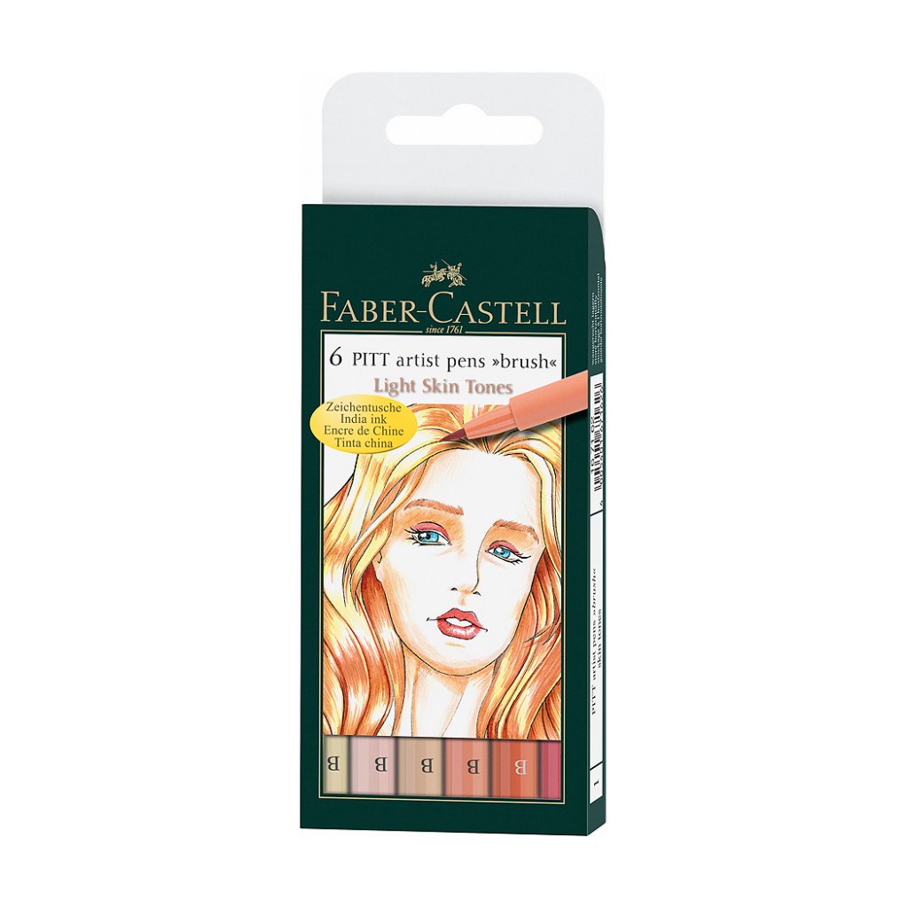 Faber-Castell Pitt Artist Pen Brush Skin Tones Wallet of 6 